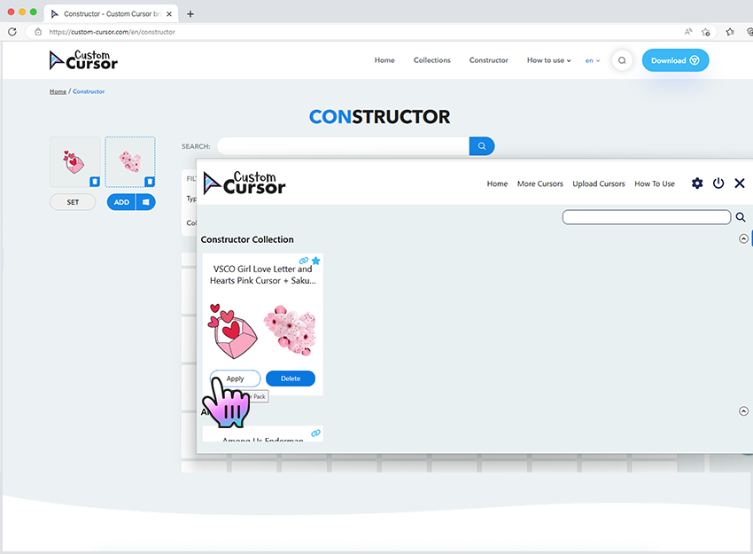 Applying the Constructor Cursor pack.