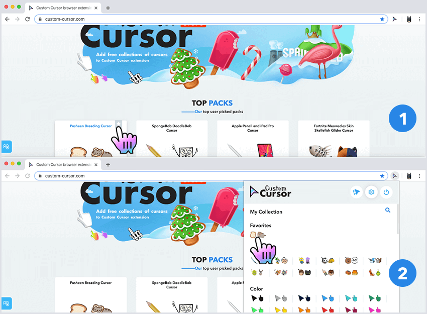 Adding cursors to favorite